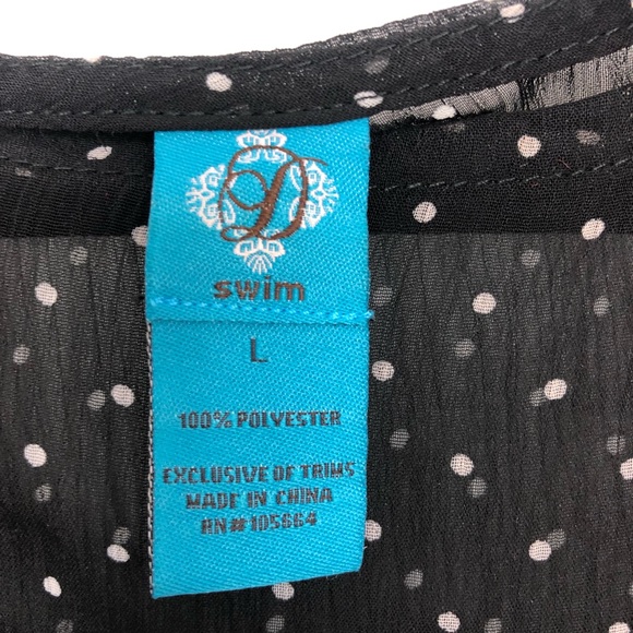 D Swim black & White polka dot cover up Sz Large - Picture 5 of 6